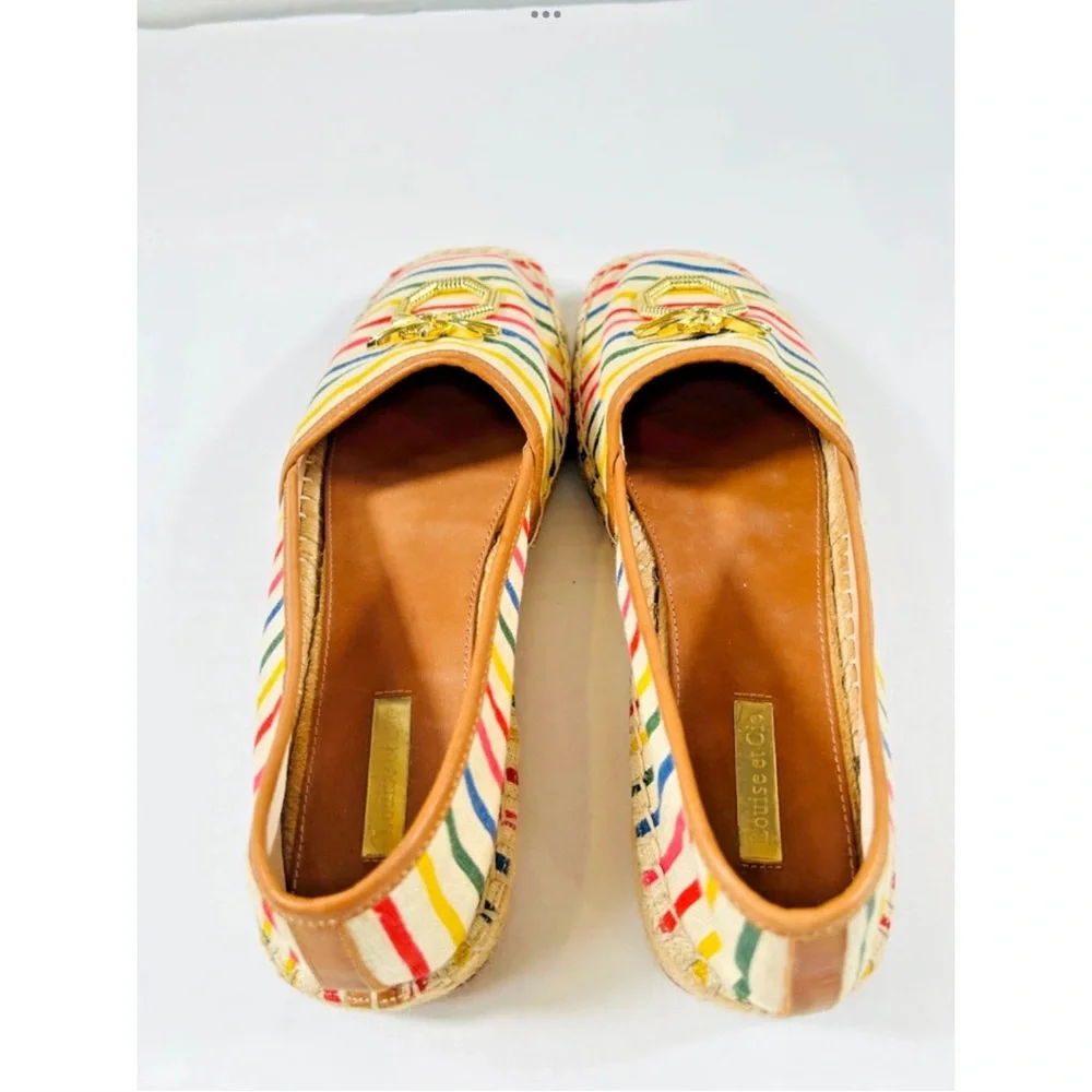 Louise Et Cie Adige Rainbow Striped Pineapple Espadrille Jute Slip On Flats 10
